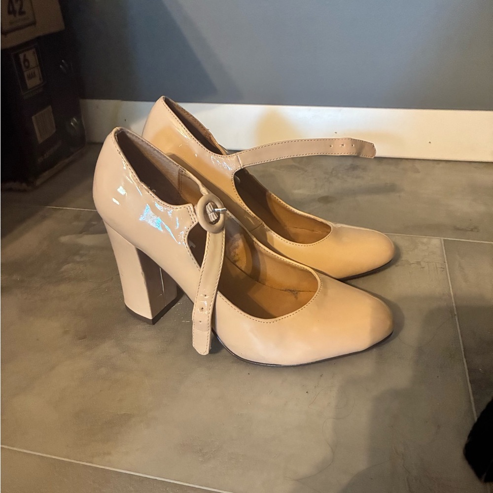 Elegant Beige Mary Jane Heels
